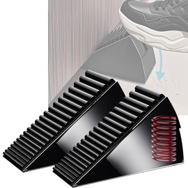 BAGWEN 2 Pack Metal Door Stop, Strongest Tall Door Stopper Up to 3 inch, Built-in Spring Door stoppers for Bottom of Door, Heavy Duty Rubber Door Wedge for Any Gate Gap