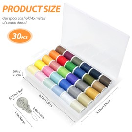 starfa lab 30 Color Polyester Sewing Threads Set, Cotton Handy Durable Thread Colorful for Sewing and Crafting, 45 m / 50 yds Each roll