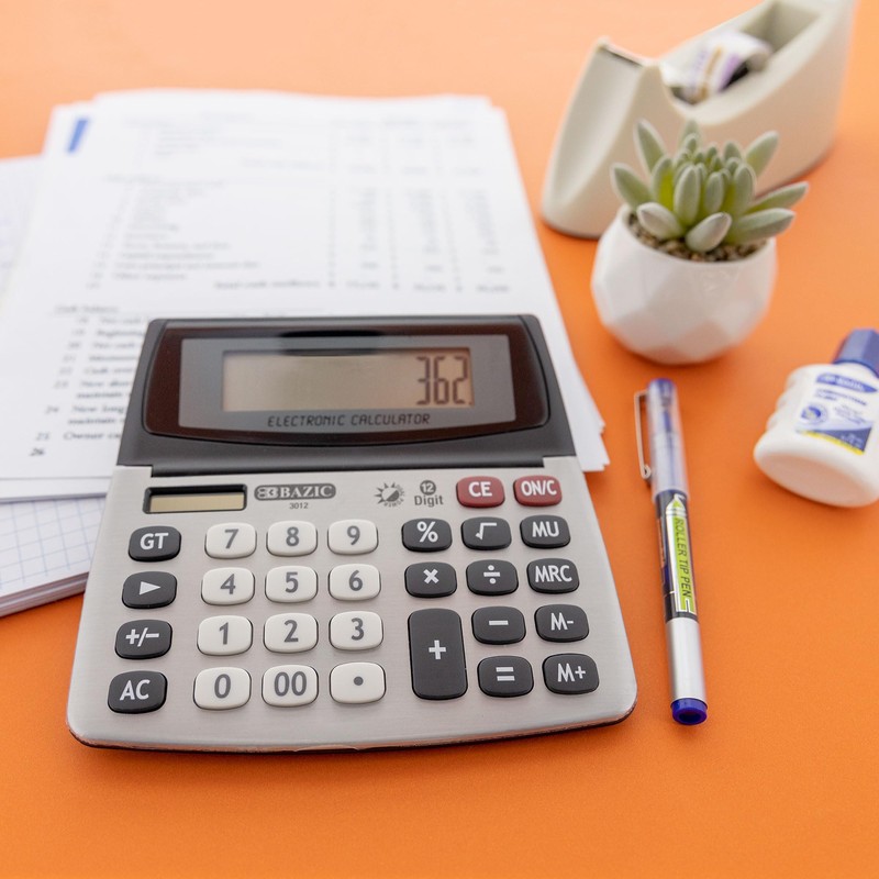 BAZIC 12-Digit Dual Power Desktop Calculator with Adjustable Display (3012)