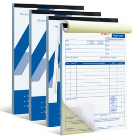 Harfesto Repair Order Book, 2 Part Carbonless Job Work Order Forms - White/Yellow, 5-7/10 x 8-1/4 Inches, Invoice Receipt Book for Small Business, Consecutively Numbered, 200 Sets (4 Packs)