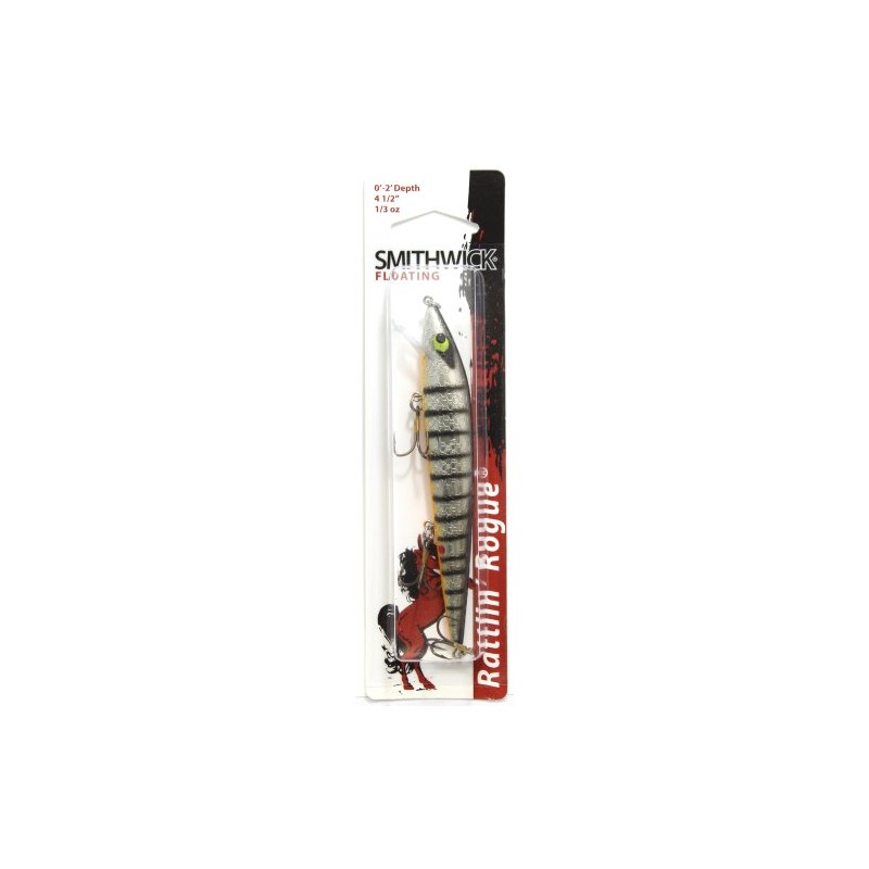 Smithwick Lures ARB1276 Floating Rattlin' Rogue Fishing Lure, Silver/Black Stripes,