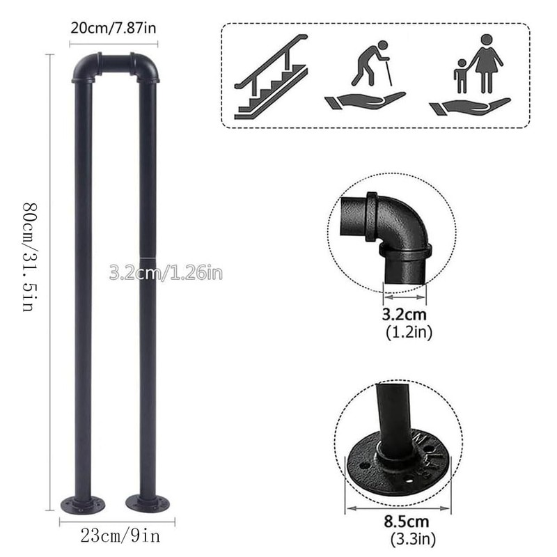 U-Shaped Stair Handrail,Hand Rails for Outdoor Steps,Stair Handrail, Indoor Stair