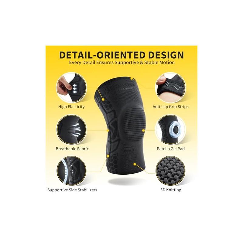 CAMBIVO Knee Brace with Patella Gel Pad & Side Stabilizers