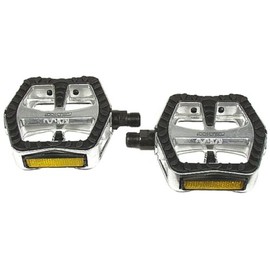 Wellgo LU-214 Pedal, Alu-körper, rutschfeste Trittflächen, Mit Reflektor, 9/16", Besonders Breite Auflage, Silber