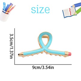 Back To School Hair Claw Clips for Women Teacher Hair Clips Blue Pencil Barrettes Cute Pencil Claws for Thick Funny School Hairpins Supplies Teachers Appreciation Gift Teachers Hair Accessories 1Pcs