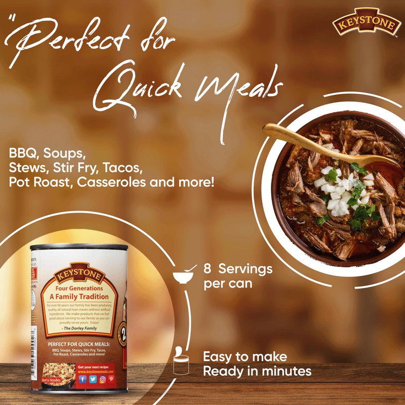 Keystone Meats All Natural Heat and Serve Canned Beef 14.5
