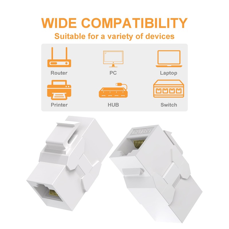VANDESAIL 40 Pack Cat6A Keystone Jack Coupler RJ45 Female to
