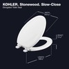 KOHLER Stonewood Toilet Seat, Quiet-Close Elongated, Slow Close, Wooden Toilet