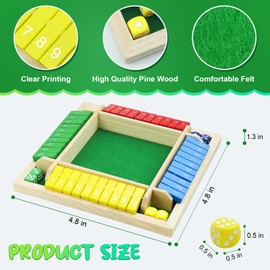 rytopt Shut The Box Game, Back to School Supplies, 2-4 Player Family Wooden Board Table Math Games for Adults & Kids, Board Games, Family Games, 8 Dices Tabletop Toys for School Supplies, Party