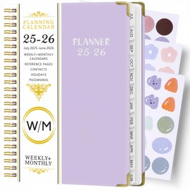 FENSPARK Daily/Weekly/Monthly Planner, Planner 2025-2026 with Monthly Tabs, July 2025 - Jun 2026, Inner Pocket, Hardcover, 6.2" x 8.5" A5 Size, Perfect for Office Home School Supplies, Spiral Bound (Purple)