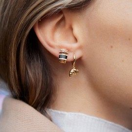 BaubleBar Morning Essentials Earring Set - Fun Croissant & Espresso Statement Earrings, Novelty Earrings for Women, Costume Jewelry, Themed Earrings, Earring Stack, Huggies, Stud Earrings for Women