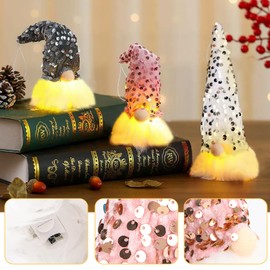 Jognee LED Christmas Decoration Gnome, Set of 4 Christmas Gnome Figures, Santa Gnome, Christmas Decoration in the Living Room and Bedroom, Gifts for Children
