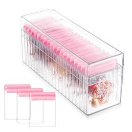 Acrylic Jewelry Box, 20 Slots Transparent Jewelry Organizer with 20 Portable Jewelry Bags Acrylic Clear Jewelry Storage Case Jewelry Organizer Box for Rings Earrings Necklaces Bracelets