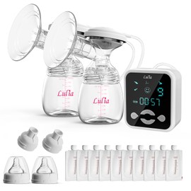 Lulia Sacaleches Eléctrico Portátil,Doble Extractor de Leche Recargable con 4 Modos y 9 Levels de Succión,Sacaleches sin BPA para viajes y hogar