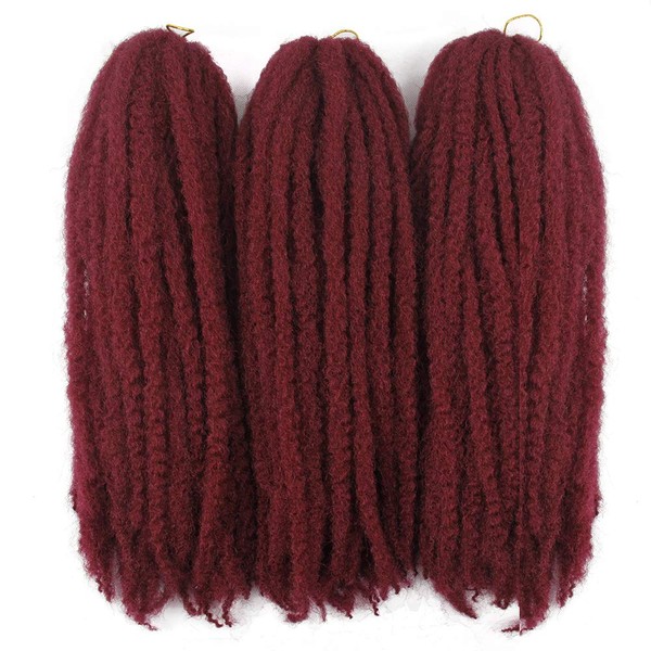 Afro Kinky Twist Crochet Hair Braids Marley Braid Hair 18inch Senegalese Curly Crochet Synthetic Braiding Hair (Red)
