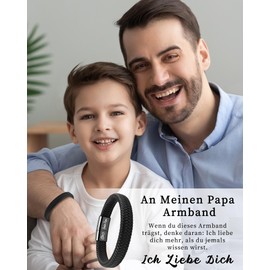 VU100 Ich Liebe Dich Gifts for Men, An Meinen Sohn/Mann/Papa/Bruder Leather Bracelet Men's with Engraving Birthday Christmas Gift for Him Boyfriend Husband Boys Valentine's Day Anniversary Gift