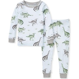 Burt's Bees Baby baby boys Pajamas, Tee Pant 2-piece Pj Set, 100% Organic Cotton and Toddler Pajama Bottoms, Happy Herbivores, 6 Years US