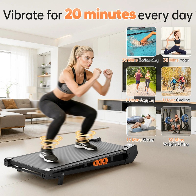 AKLUER New Walking Pad Treadmill with Vibration Function 2 in