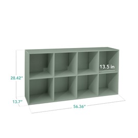 Best Choice Products 8-Cube Storage Organizer, 13.5in Shelf Opening, Bookcase, Display Shelf, Customizable w/ 2 Removable Back Panels – Sage