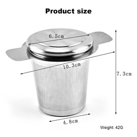 Dzmuero Tea Filter, Tea Strainer for Loose Tea, Pack of 2 Tea Bags for Loose Tea, Tea Filter Stainless Steel with Lid and Handles, Fine Mesh for Loose Tea