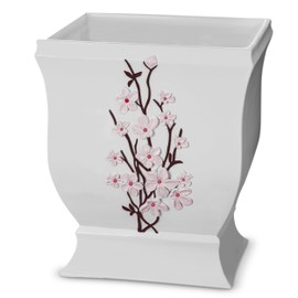 Creative Scents Vanda White Trash Can 1.48 Gal / 5.6L - Decorative Designed Wastebasket - Durable Small Bathroom Trash Can - Waste Basket for Bathroom, Powder Room, Bedroom Or Living Room Decor