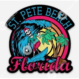 St. Pete Beach MAGNET - Skull Florida Surfing Skating MAGNET beach island ocean