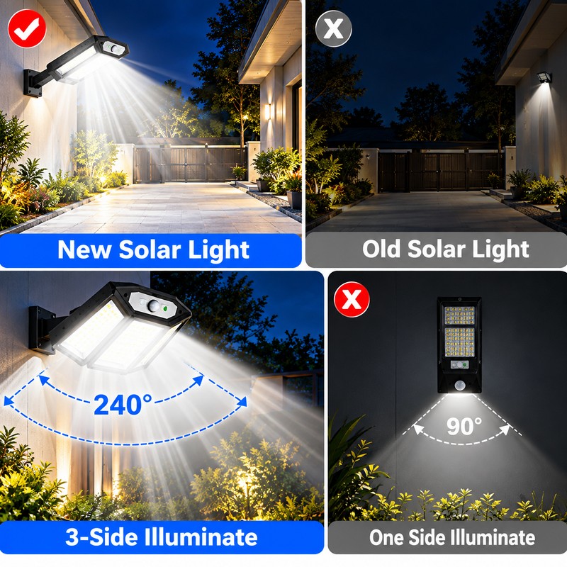 Solar Motion Sensor Light for Outdoor Lighting – 4-Mode Self-Contained
