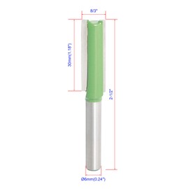 Aopin Router Bit 3/8" Cutting Dia 6mm Shank Dia Double Flute Straight Bit Carbide for Woodworking Milling Cutter Tool, Green, Silver, 2Pcs