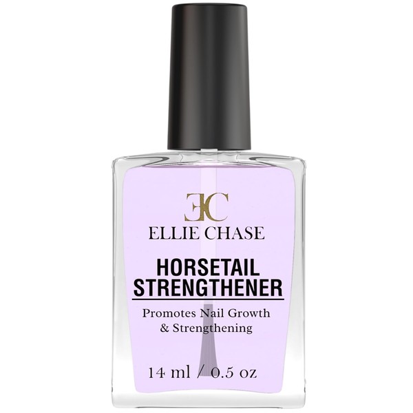 Ellie Chase Horsetail Nail Strengthener, Growth, Hardener, Repair Treatment Polish 0.5 OZ / Help Splits, Breaks, Thin, Weak, Chipped, Damaged, Cracked, Peeling Nails / Grow Strong Hard Thicker Nails