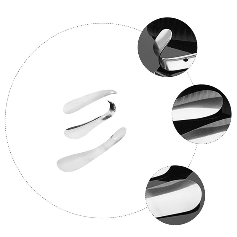 Healvian 3Pcs Creative Stainless Steel Shoehorns Durable Household Shoe Lifters