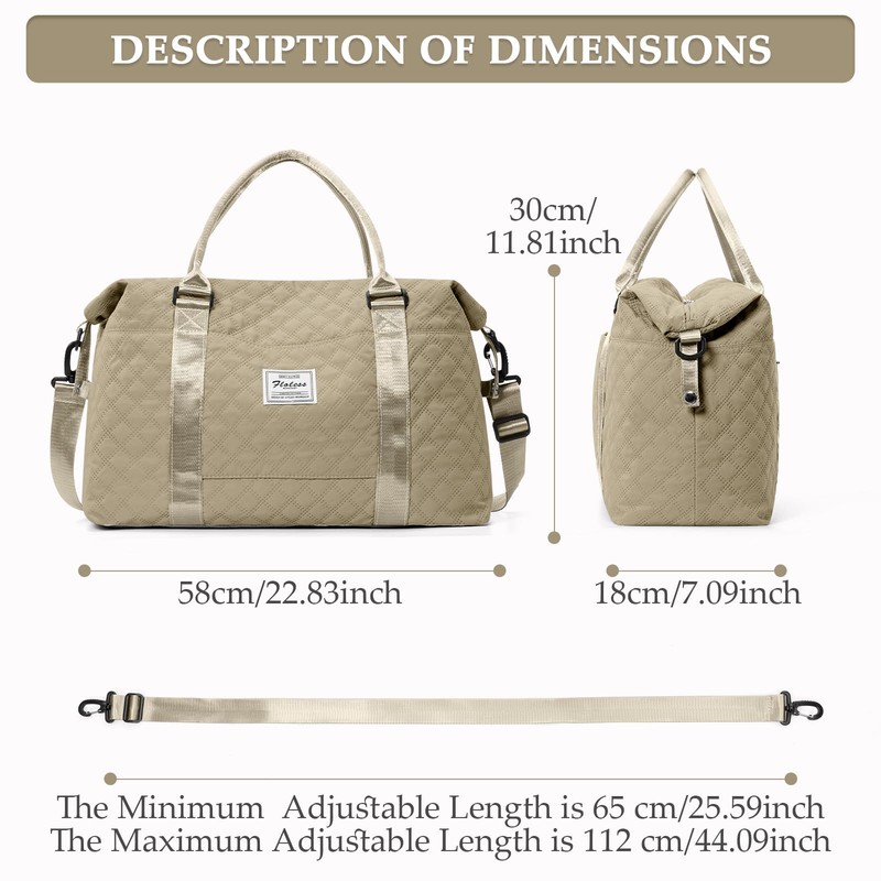 Travel Duffle Bag, Sports Gym Tote Bag for Women, Carry