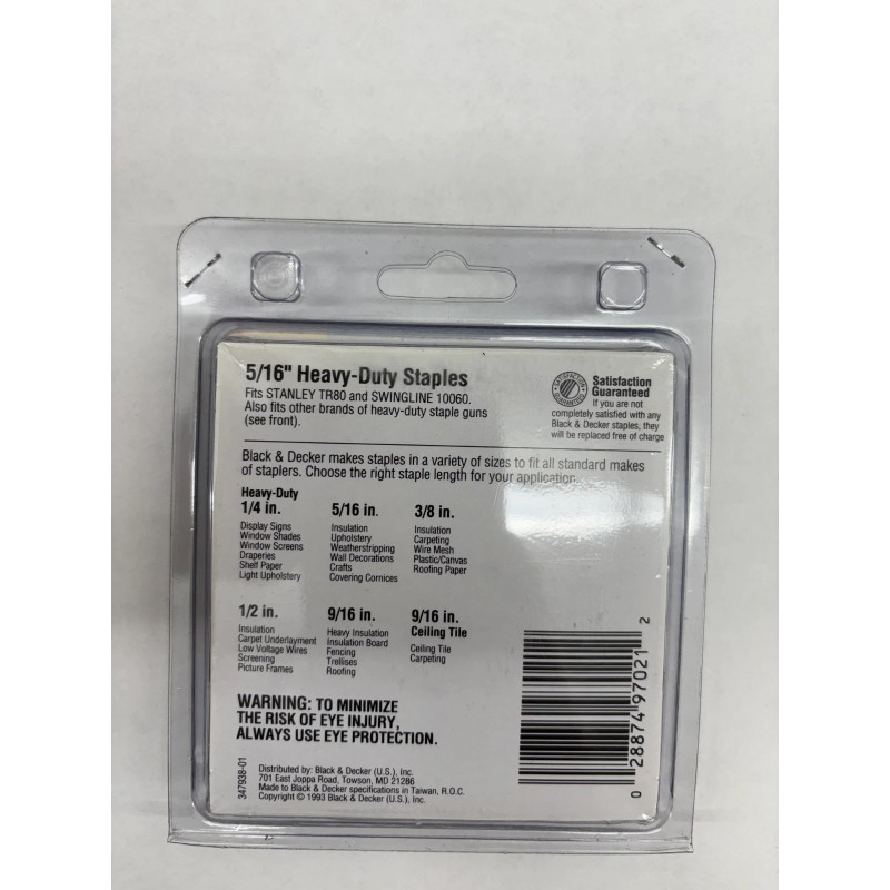 BLACK+DECKER BLACK & DECKER Heavy Duty Staples 5/16" 1000 Staples