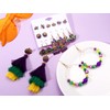 NLCAC Mardi Gras Earrings Set Fleur De Lis Mask Stud