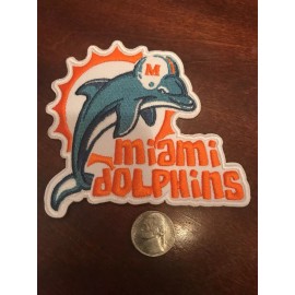 Unbranded Private sale MIAMI DOLPHINS Vintage Embroidered Iron On Patch RARE 4" X 3.5"