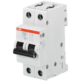 ABB 2CDS272001R0404 System Pro M Compact Miniature Circuit Breaker, Double Pole, Type C, 40 A Rated Current, 88 mm H x 35 mm W x 69 mm D
