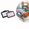 2 Pcs Black&Brown Leather ID Badge Holder, One Sided Clear