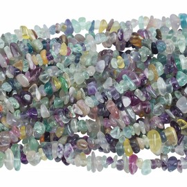 Lovionus89 150 cm Fluorite Irregular Shaped Crystal and Healing Tumbled Chip Stone Beads for Jewellery Making
