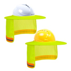 TCCFCCT Hard Hat Sun Shade, Full Brim Hard Hat Visor with Reflective Strip, High Visibility Sun Shield for Hard Hat Accessories, (Hard Hat Not Included), Yellow, 2 Packs