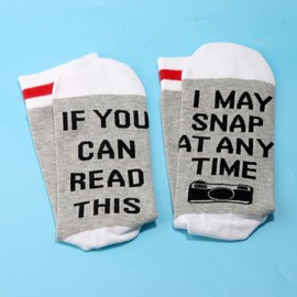 1 Pair Photographer Gift Camera Socks If You Can Read This I Can Snap At Any Time Socks Photography Lover Gift, Snap at Any Time Sock, One Size