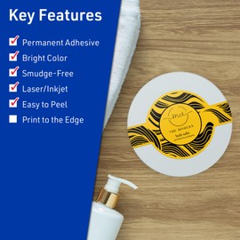 Avery Printable Cigar Labels with Sure Feed Technology, 2-3/8" x 8", Bright Yellow Labels, Laser/Inkjet, 30 Total, Great for Soap Labels and Jar Labels