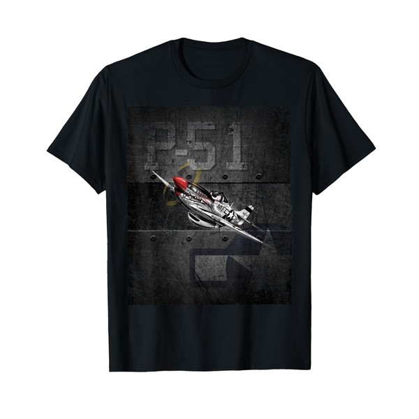 P51 Military Fighter Airplane WW-II Warbird Cartoon T-Shirt