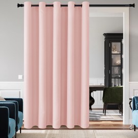 DWCN Blackout Curtain Panel for Bedroom - Thermal Insulated Energy Saving Grommet Blackout Drapery for Girls Patio Door, Room Divider Long Curtain, Blush Pink, W72 by L72, 1 PC