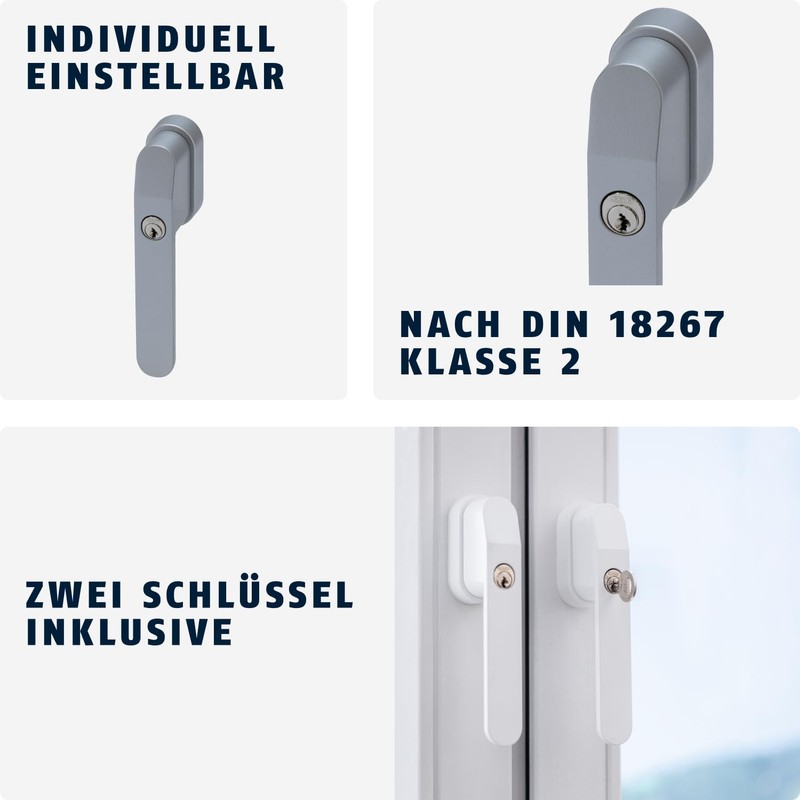 ABUS FG400 Lockable Window Handle - With Push Cylinder and