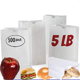 5 Pound White Paper Bag Pack of 500 White Kraft Paper Bags for Lunch Paper Bag Party Bags White Lunch Bags 5 lb white sandwich bags paper