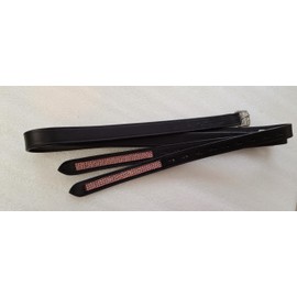 Cwell Equine PINK Crystals Bling Stirrups Black Leathers (48" Black)