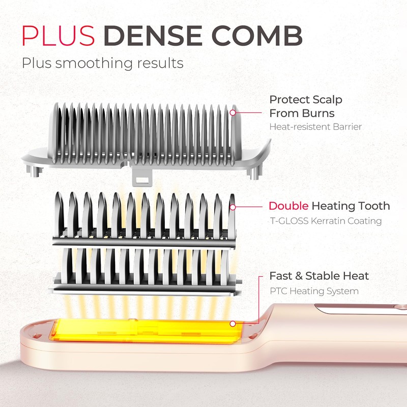 TYMO Ring Plus Ionic Hair Straightener Brush - Straightening Comb