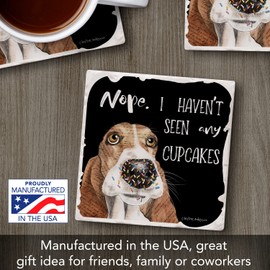 Thirstystone Seen Any Cupcakes Single Absorbent Stone Coaster with Protective Cork Backing Manufactured in The USA 4" Square, Colorful, Artistic, Easily Wipes Clean