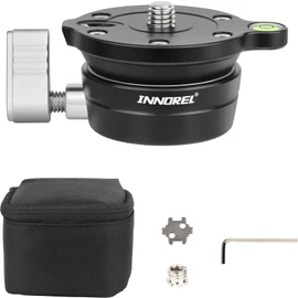 INNOREL Base de nivelación de trípode, base de nivelación LB50 media bola con nivel de burbuja offset y bolsa de nivel de burbuja para cabeza de bola, cabeza fluida, cabezas de cardán, cabeza Z Flex, trípodes y monópodes con rosca de 3/8 pulgadas