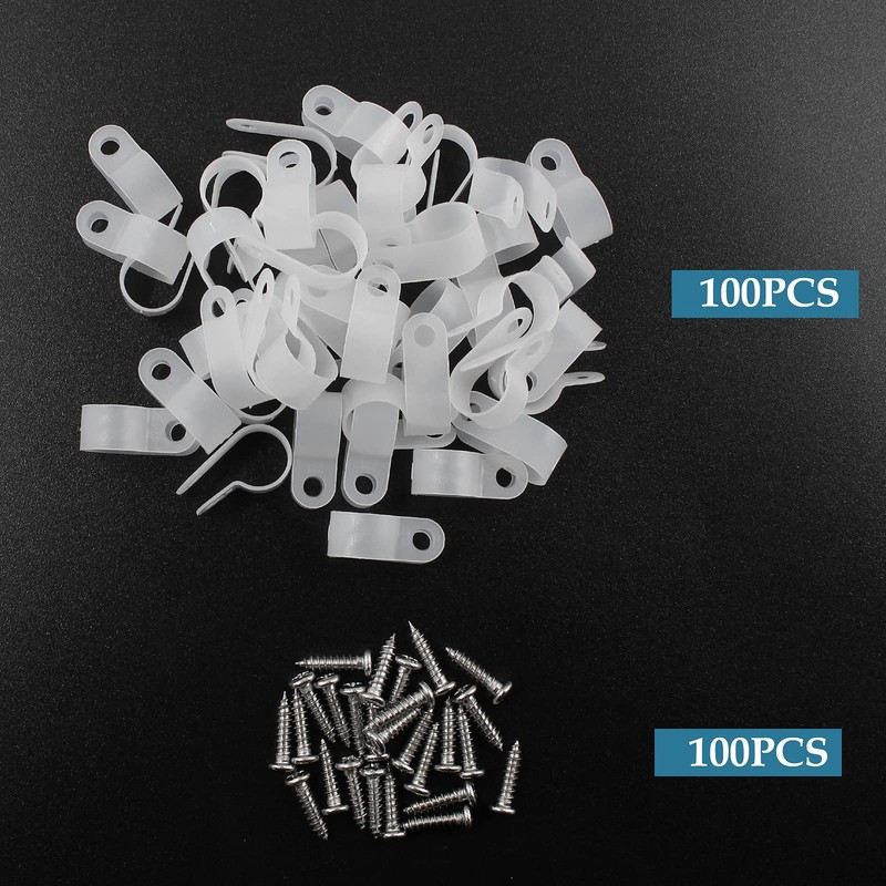 Rierdge 100 Pcs 1/2 Inch R-Type Clip Clamp, Nylon P-Type