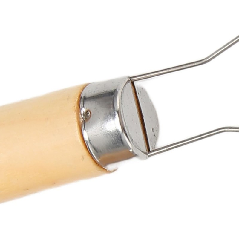 Button Hook and Zipper Pull Assist Tool with Wooden Handle